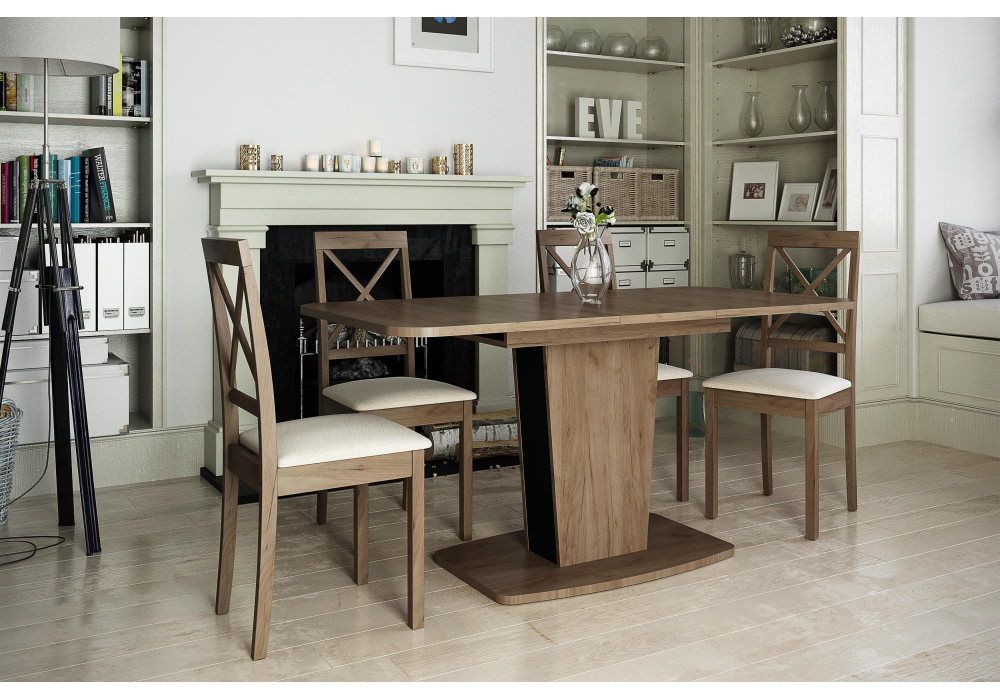 фото стол деревянный woodville токио-28 дуб табачный / антрацит 515103 | 220svet.ru