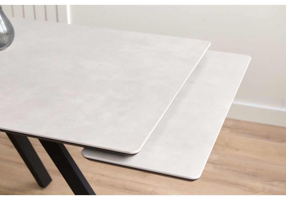 фото керамический стол раскладной 140(200)х80 woodville вилли серый / черный 625828 | 220svet.ru