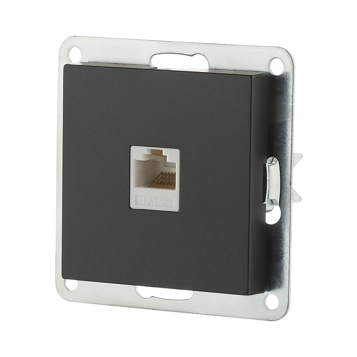 фото розетка lk studio компьютерная rj-45 кат. 5е с накладкой (черный бархат) lk80 846108-1 | 220svet.ru
