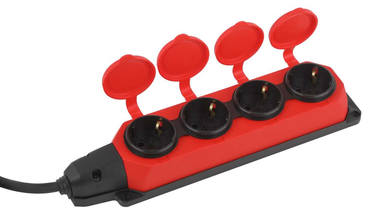 фото удлинитель силовой эра uk-4e-3x1,5-30m-ip44(kg) с заземлением 4 розетки каучук 30м кг 3х1,5мм2 ip44 б0057588 | 220svet.ru