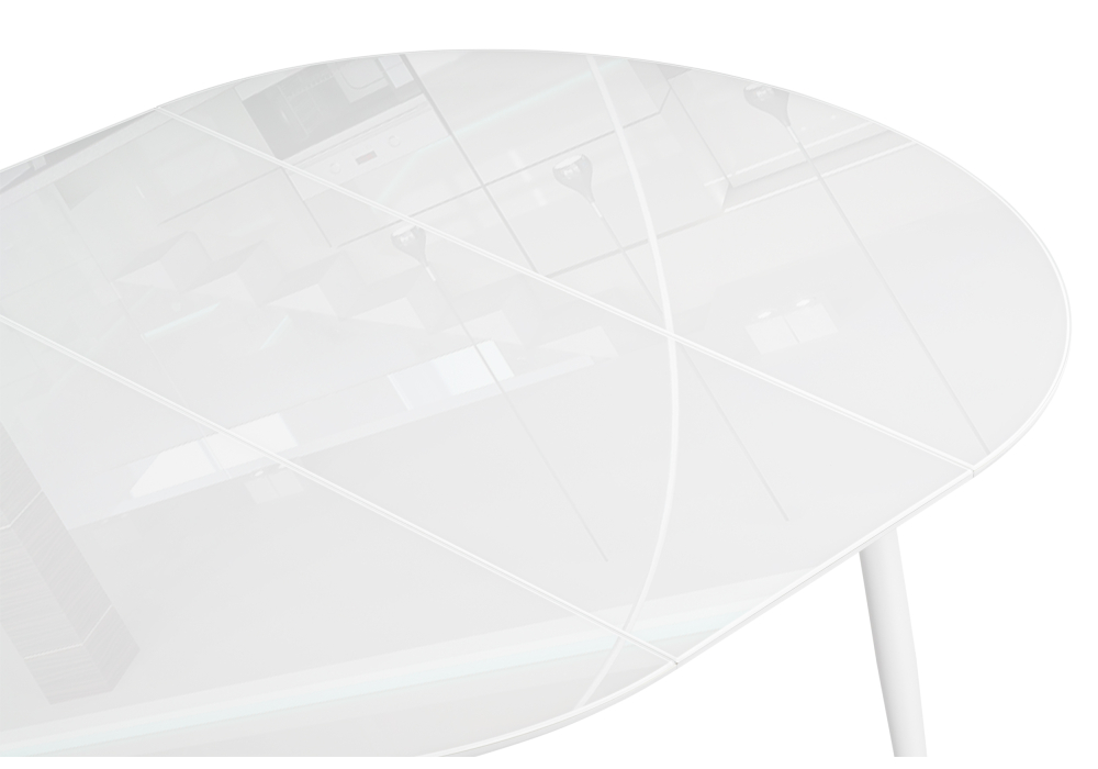 фото стол стеклянный woodville абилин 100(140)х76 ультра белое стекло / белый / белый матовый 520593 | 220svet.ru