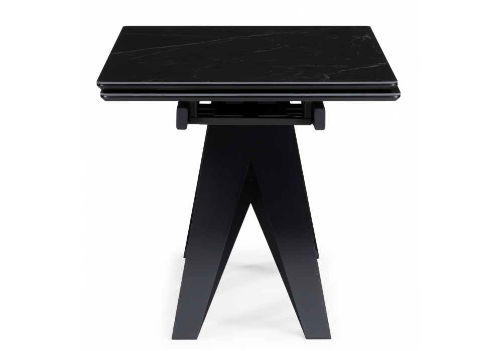 фото керамический стол раскладной 140(200)х80х75 woodville блэкберн черный мрамор 612171 | 220svet.ru