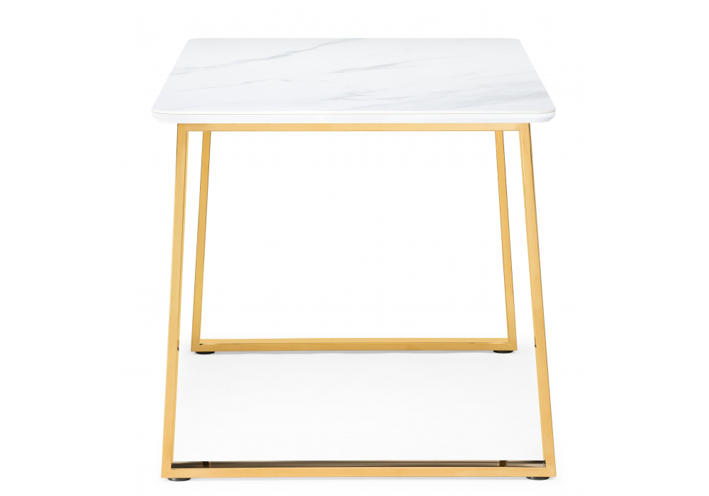 фото керамический стол woodville селена 2 160х90х77 белый мрамор / золото 572185 | 220svet.ru