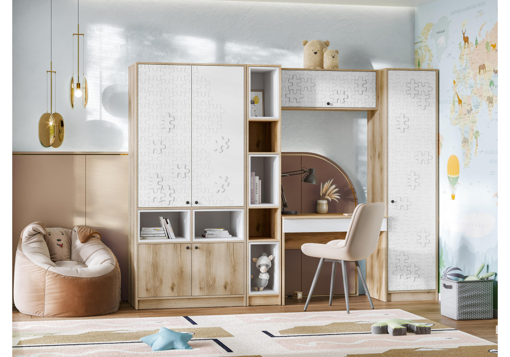 фото шкаф woodville кинд шк-02 супермат белый / дуб делано 586734 | 220svet.ru