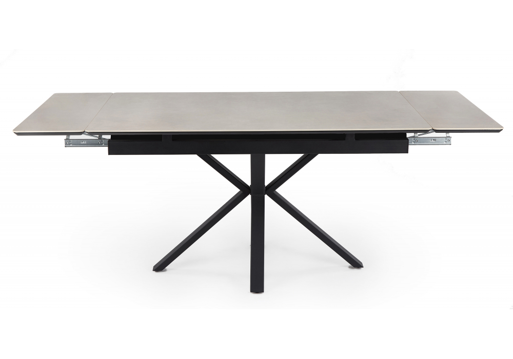 фото керамический стол раскладной woodville старлайт 120(180)х80 carmen light grey / черный 622890 | 220svet.ru