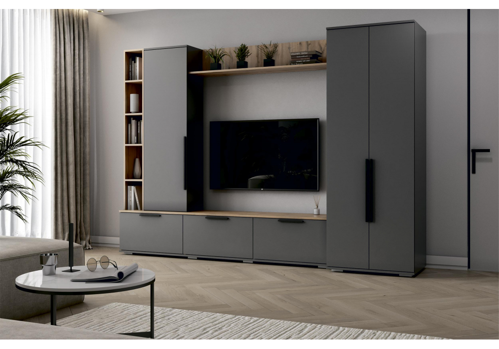 фото тв-тумба woodville филеста графит / дуб вотан 664893 | 220svet.ru