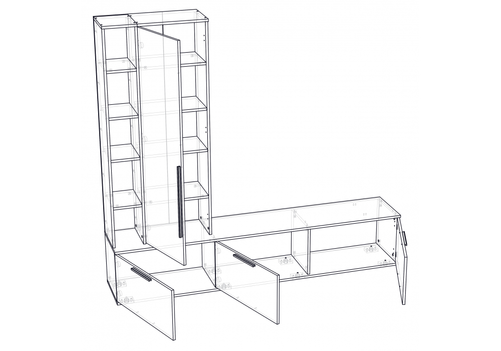 фото готовая гостиная комплектация 2 woodville филеста графит / дуб вотан 664937 | 220svet.ru