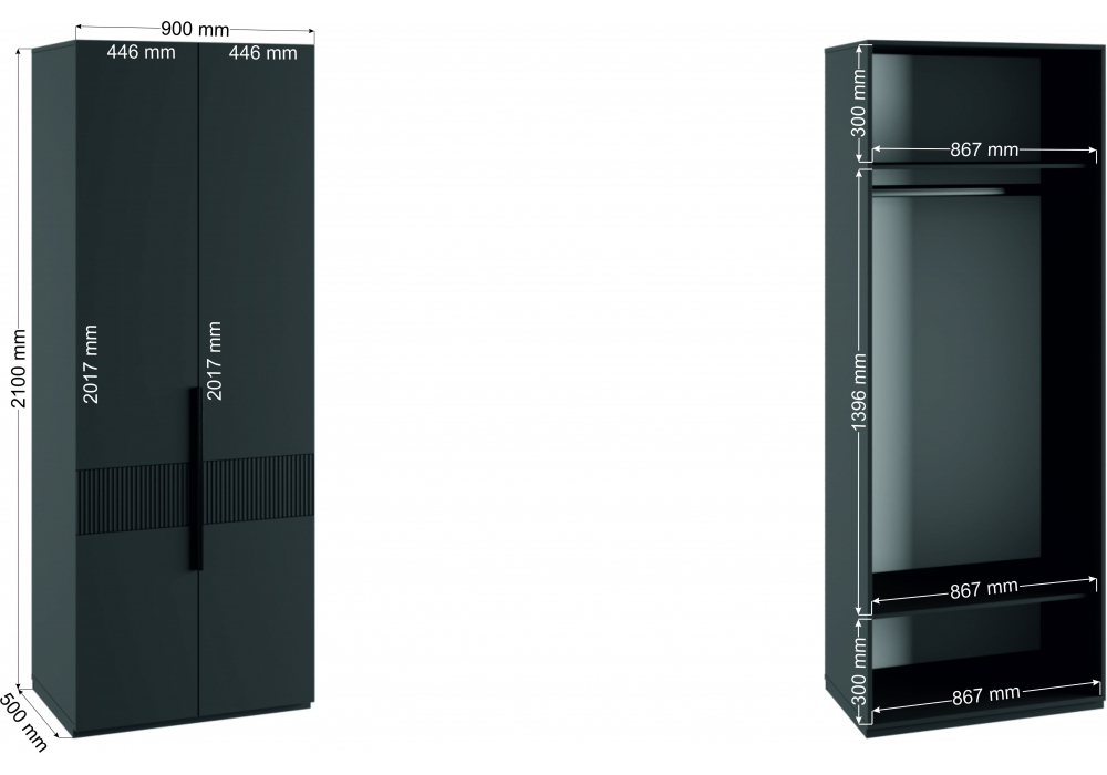 фото шкаф двустворчатый woodville ника эйхория qr-17 / графит 593592 | 220svet.ru