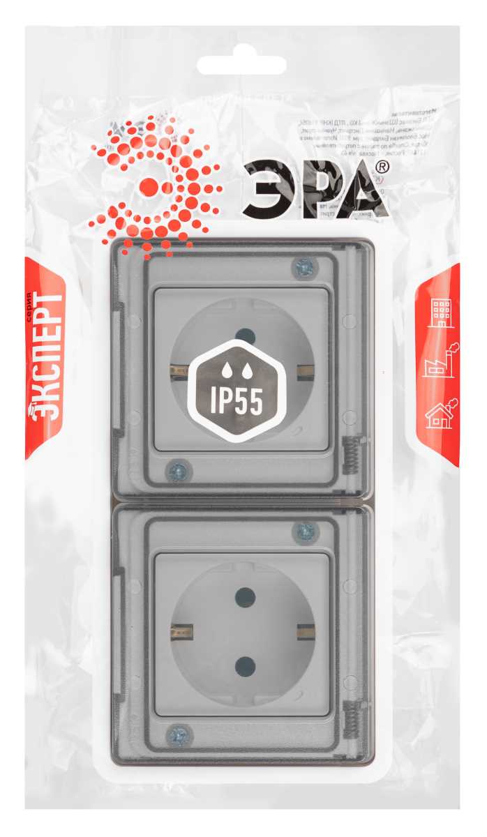 фото розетка эра эксперт 11-2523-01 двойная с заземлением с крышкой 2х2p+e горизонт. ip55 16a-250в су белый б0063276 | 220svet.ru