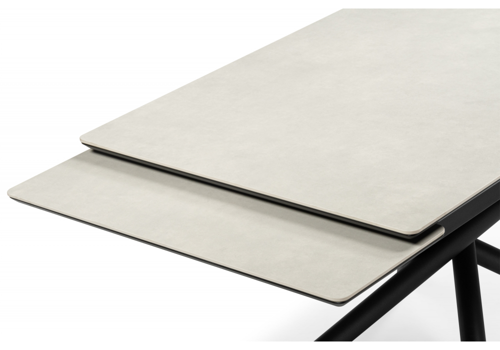 фото керамический стол раскладной 120(180)х80 woodville мэриан carmen light grey / черный 625719 | 220svet.ru