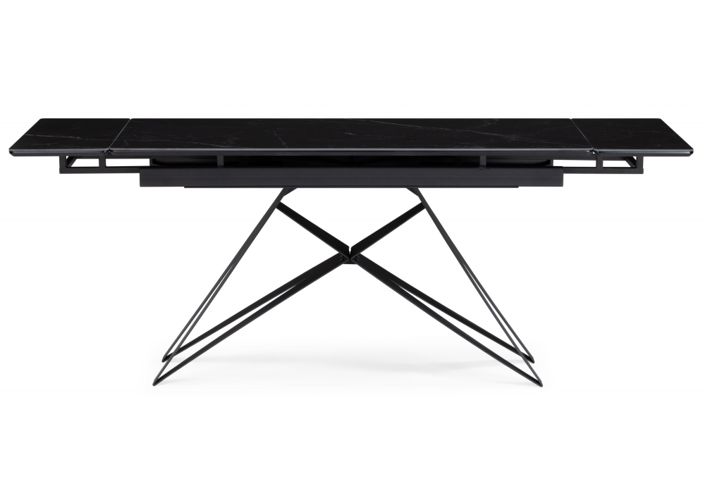 фото керамический стол раскладной 140(200)х80х75 woodville блэкберн черный мрамор 612171 | 220svet.ru