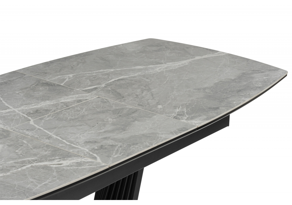 фото керамический стол раскладной 160(205)х89 woodville вейл larka grey / черный 626062 | 220svet.ru