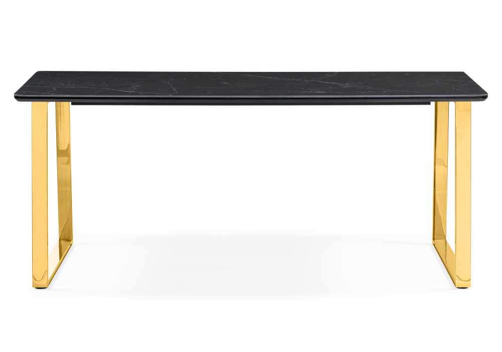 фото керамический стол woodville селена 2 180х90 черный мрамор / золото 606412 | 220svet.ru