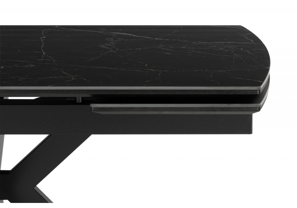фото керамический стол раскладной woodville катчел-2 120(180)x80 черный 632673 | 220svet.ru