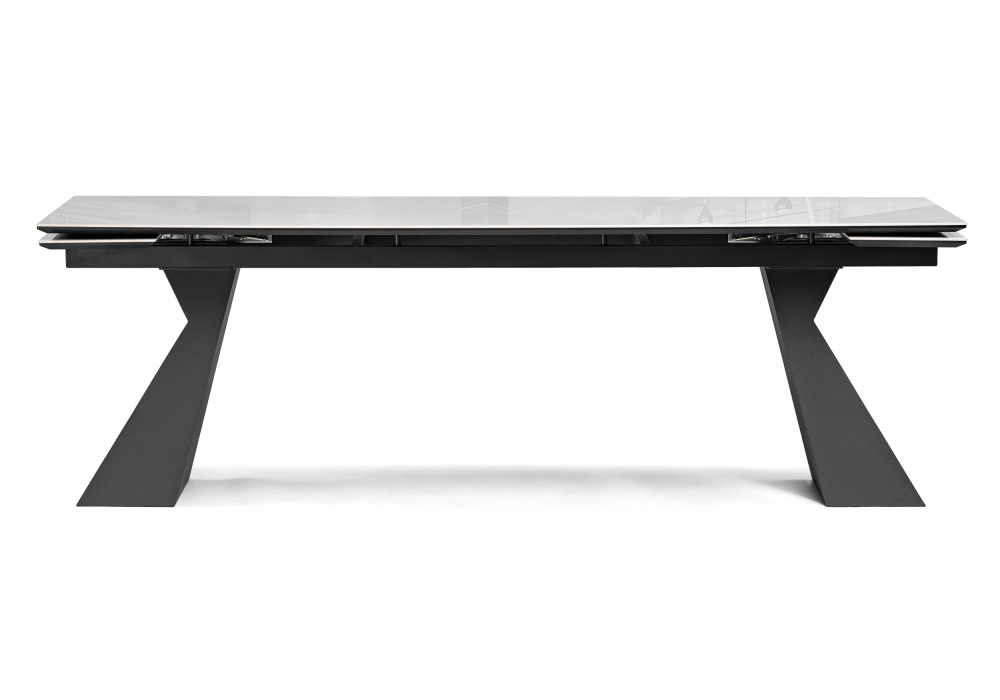 фото керамический стол раскладной woodville денхольм 240(290)х100х75 rystal onyx bianco / черный 588037 | 220svet.ru