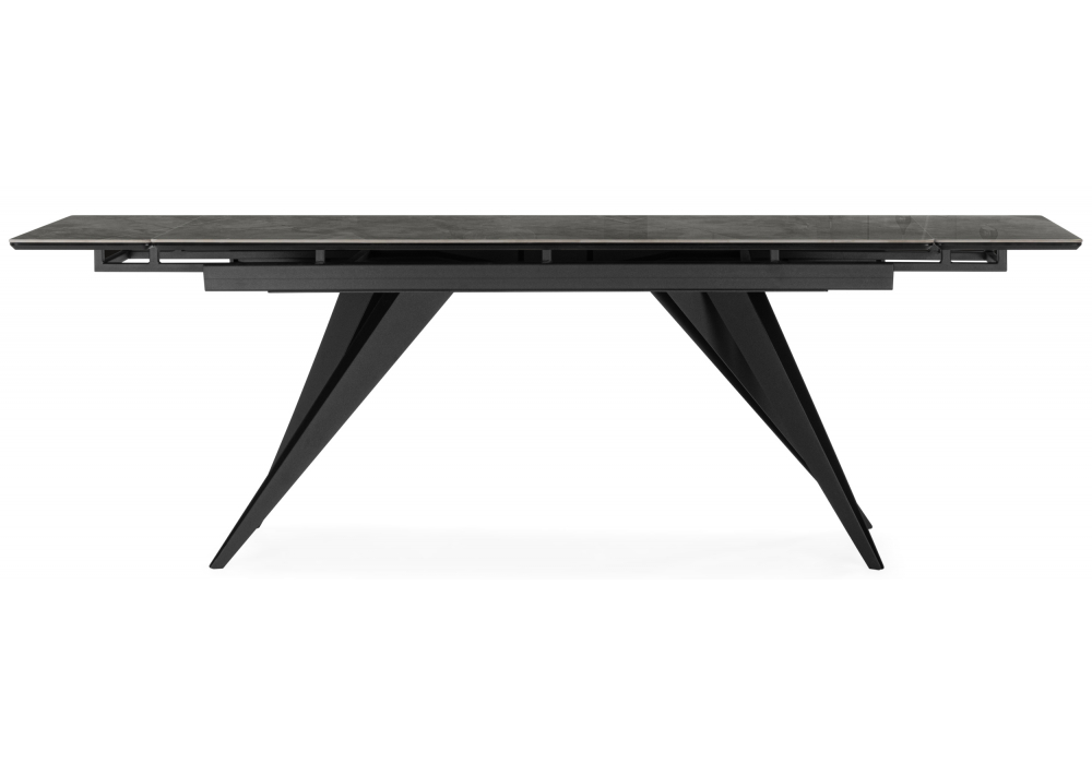 фото керамический стол раскладной 160(220)х89 woodville дарвин серый мрамор baolai / черный 625985 | 220svet.ru