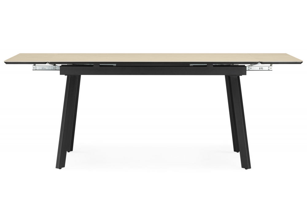 фото керамический стол раскладной woodville норман 140(200)х80 okara light yellow / черный 664956 | 220svet.ru