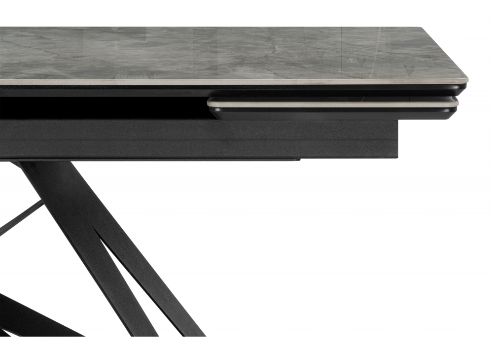фото керамический стол раскладной 160(220)х89 woodville блэкберн серый мрамор baolai / черный 625941 | 220svet.ru