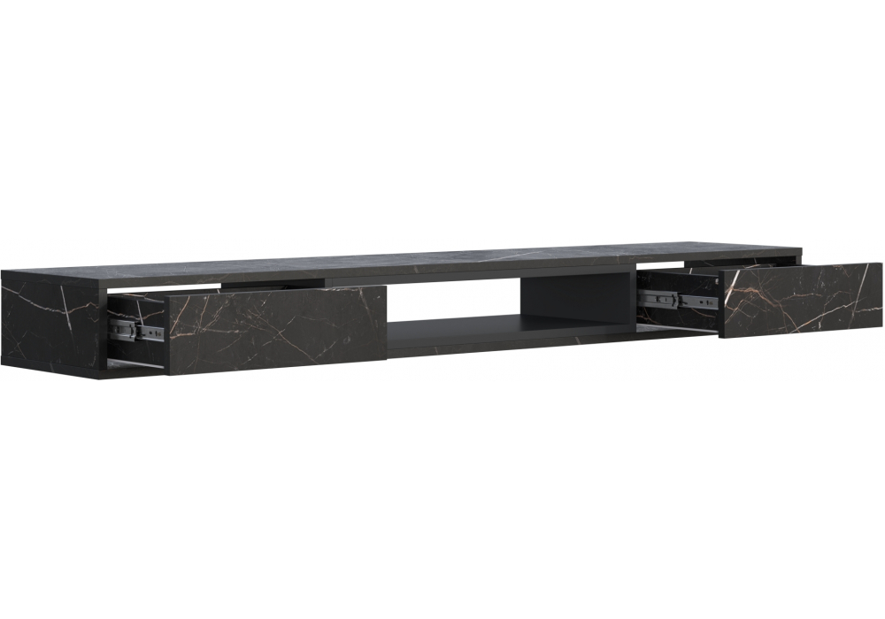 фото тв-тумба woodville делора 1,6м файерстоун / черный 674712 | 220svet.ru