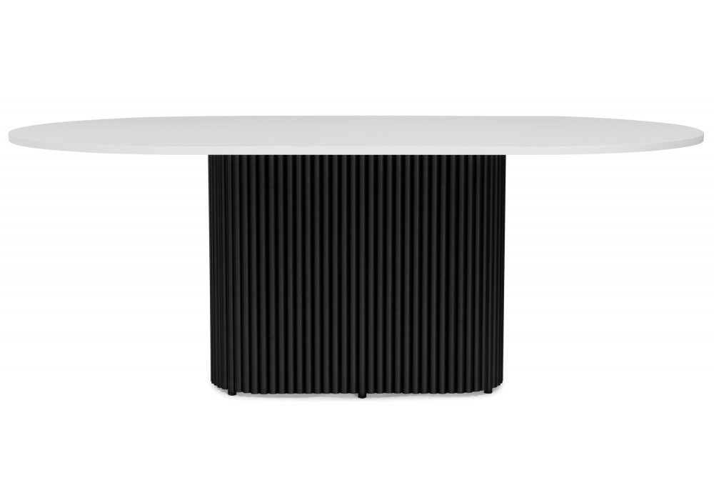 фото стол деревянный woodville барон белая пленка шагрень / черные ноги 620296 | 220svet.ru