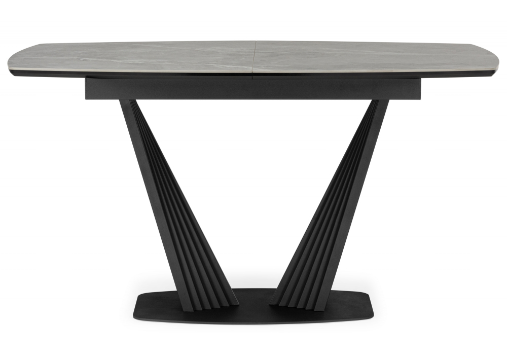 фото керамический стол раскладной 140(180)х80 woodville вейл larka grey / черный 625961 | 220svet.ru