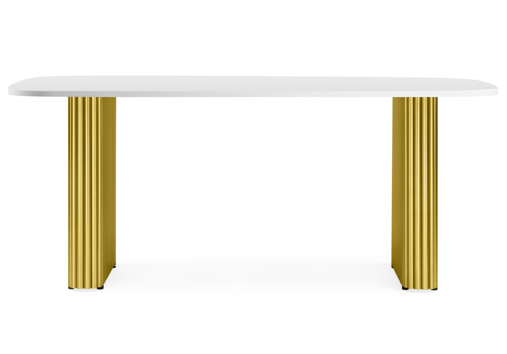 фото стол деревянный 180х90 woodville бавария b белая пленка шагрень / золото 620576 | 220svet.ru