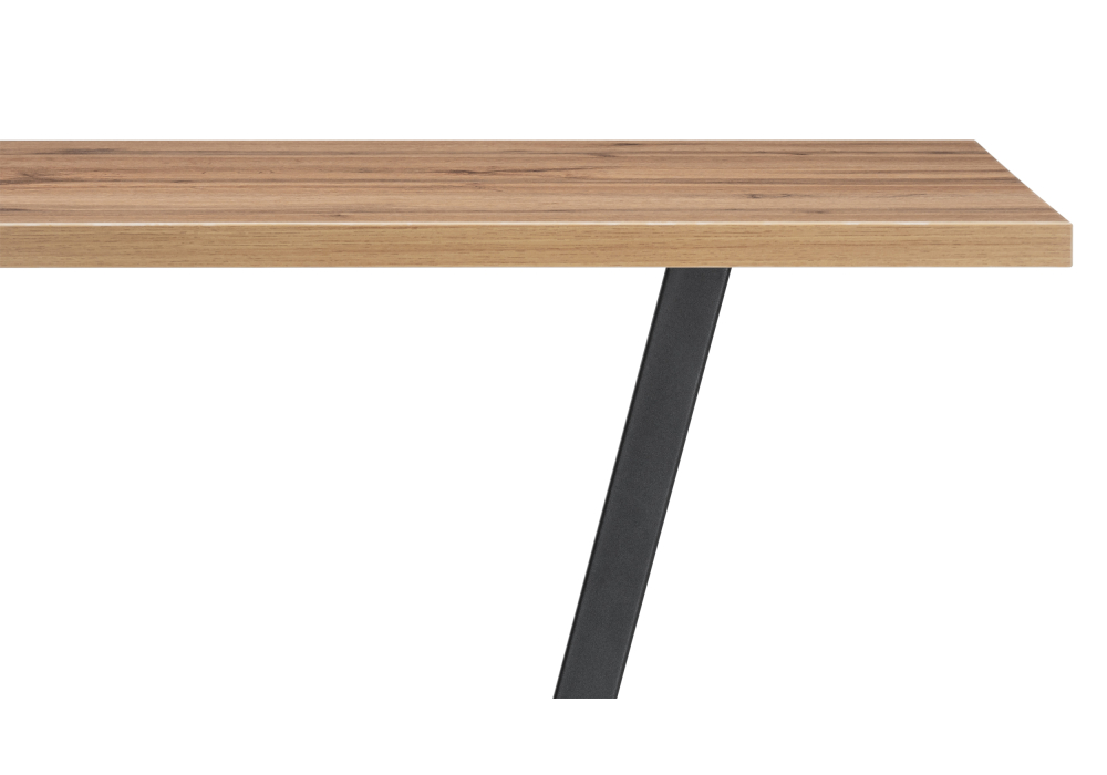 фото стол деревянный woodville мичиган лофт 25 мм дуб вотан / черный матовый 515300 | 220svet.ru