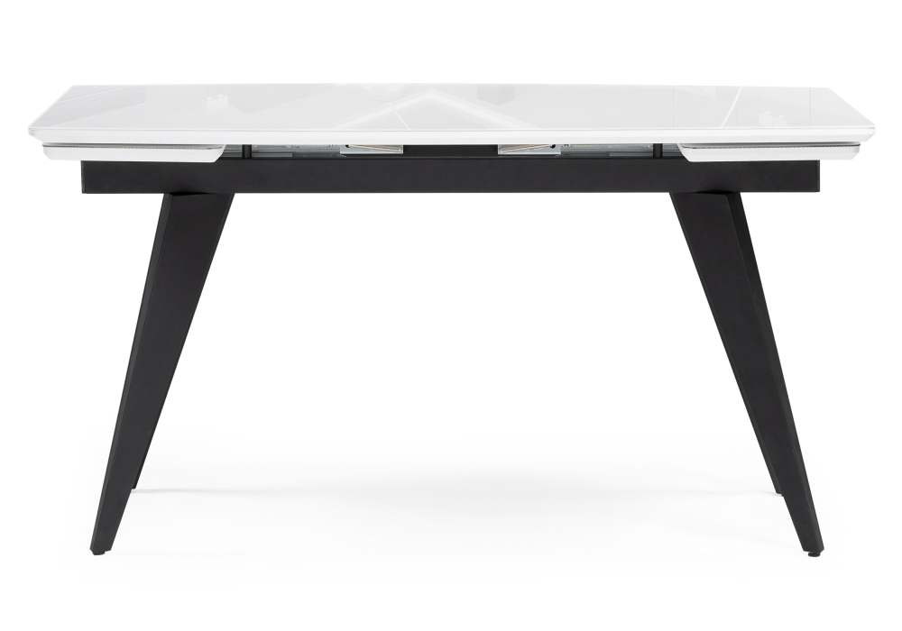 фото стол стеклянный woodville элис 140(200)х80 белый / черный 516554 | 220svet.ru