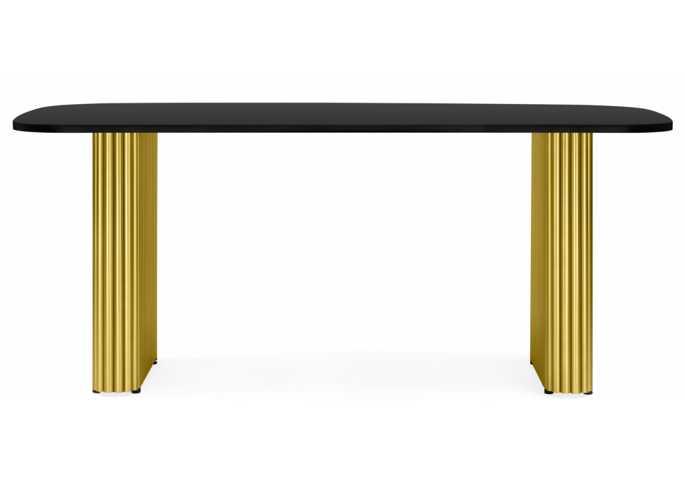 фото стол деревянный 160х90 woodville бавария b черная пленка шагрень / золото 620430 | 220svet.ru