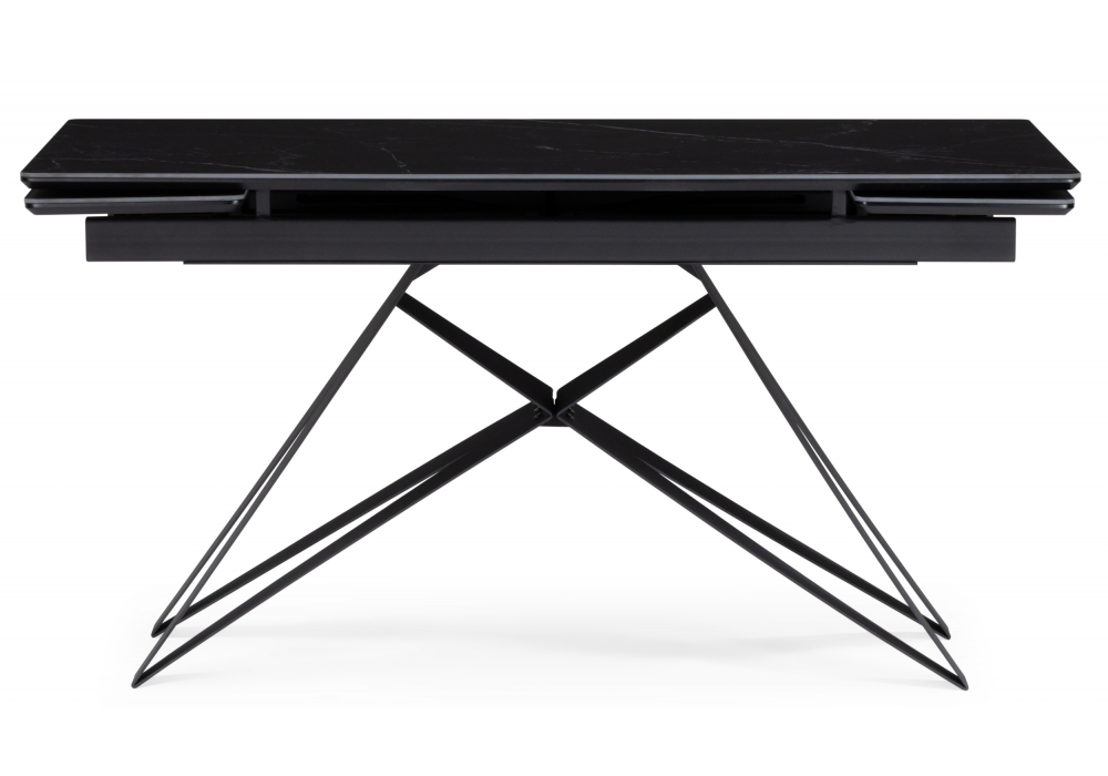 фото керамический стол раскладной 140(200)х80х75 woodville блэкберн черный мрамор 612171 | 220svet.ru