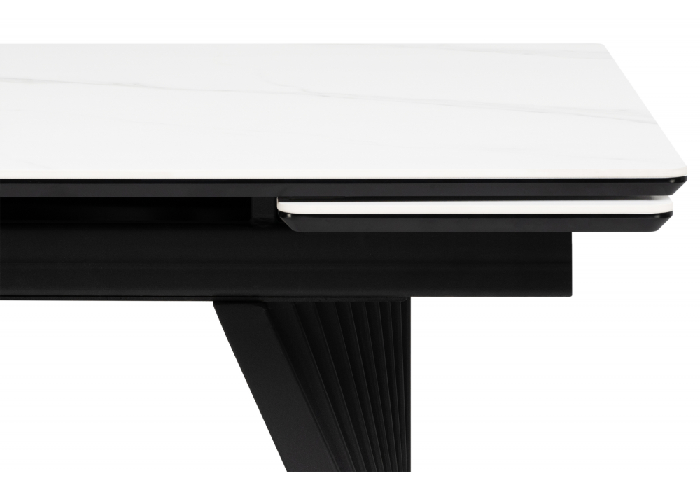 фото керамический стол раздвижной woodville вейв 160(220)х89х75 белый мрамор snow white / черный 612186 | 220svet.ru