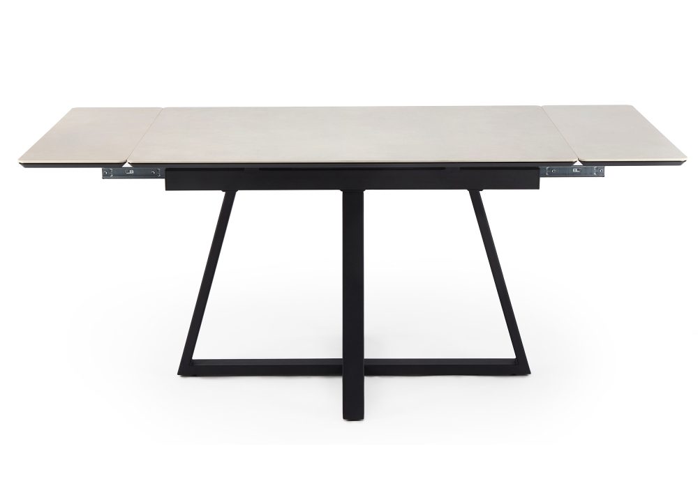 фото керамический стол раскладной 120(180)х80 woodville памелла carmen light grey / черный 622884 | 220svet.ru