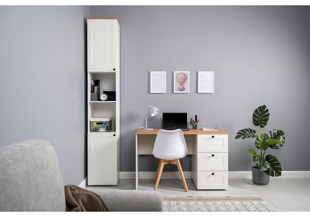 фото письменный стол woodville опра белый шагрень / дуб золотой craft 676810 | 220svet.ru