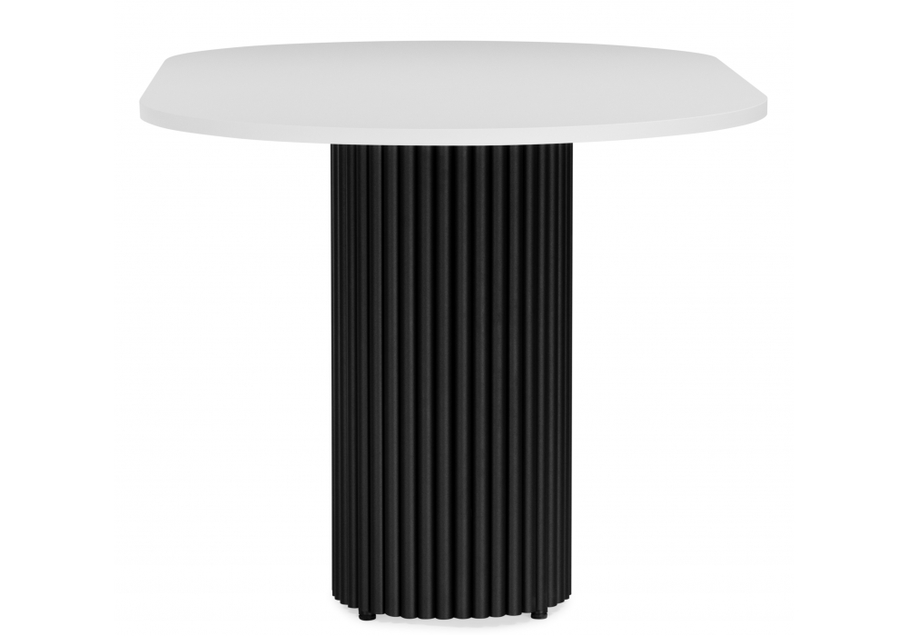 фото стол деревянный woodville барон белая пленка шагрень / черные ноги 620296 | 220svet.ru