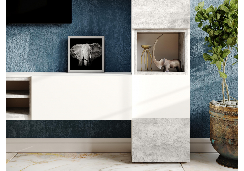 фото тв-тумба woodville лонгфорд белый / бетон светлый 563528 | 220svet.ru