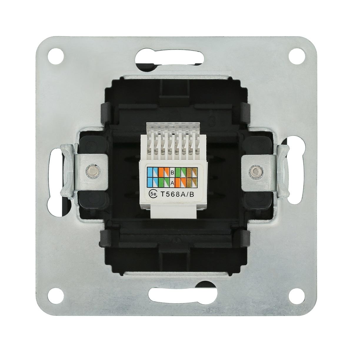 фото розетка lk studio компьютерная rj-45 кат. 5е с накладкой (черный бархат) lk80 846108-1 | 220svet.ru