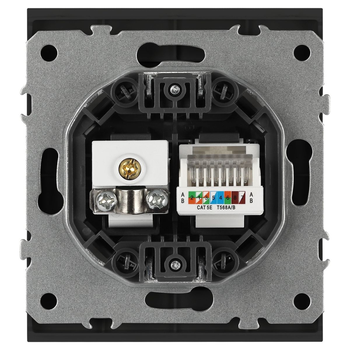 фото розетка эра arktik 16-3110-05 комбинированная rj45+tv антрацит б0070498 | 220svet.ru