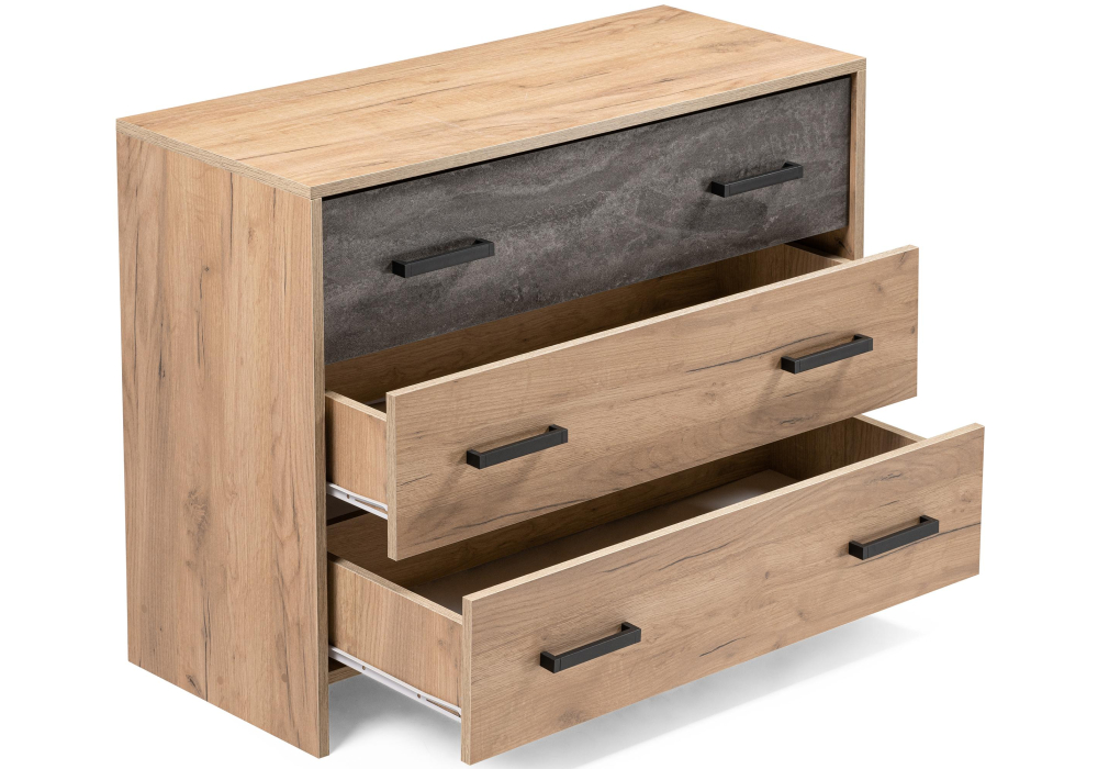 фото комод woodville taika дуб золотой / камень темный 499622 | 220svet.ru