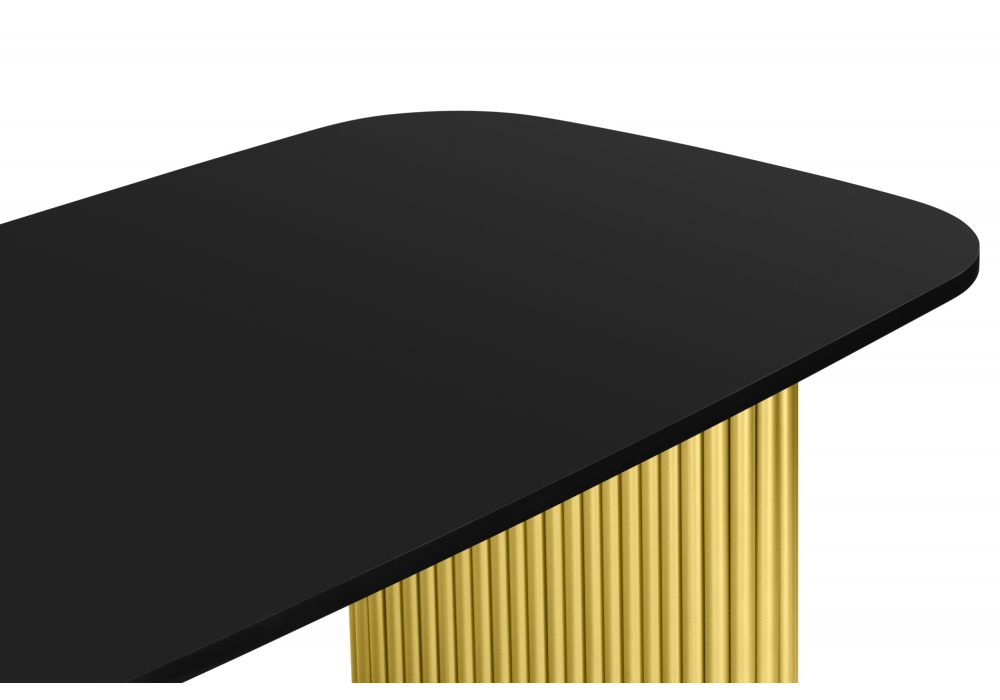 фото стол деревянный 200х90 woodville бавария b черная пленка шагрень / золото 620583 | 220svet.ru