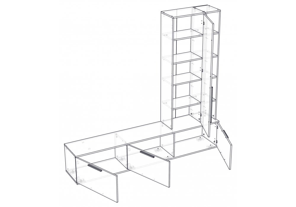 фото готовая гостиная комплектация 2 woodville филеста кашемир / дуб вотан 664938 | 220svet.ru