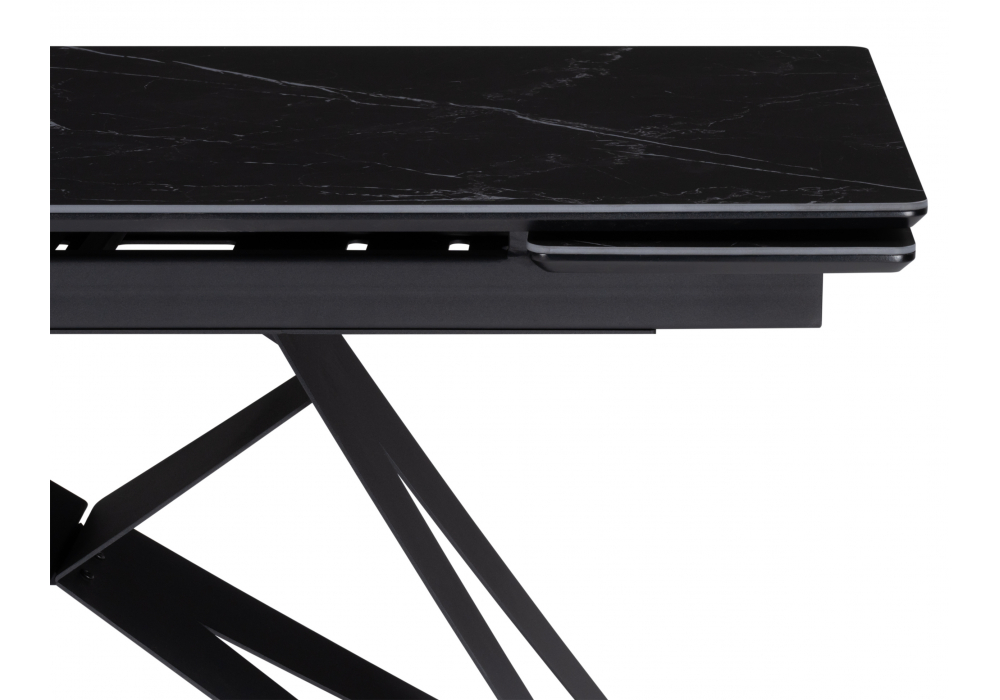 фото керамический стол раскладной 140(200)х80х75 woodville блэкберн черный мрамор 612171 | 220svet.ru