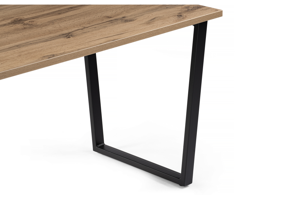 фото стол деревянный woodville лота лофт 140 25 мм дуб вотан / матовый черный 489611 | 220svet.ru