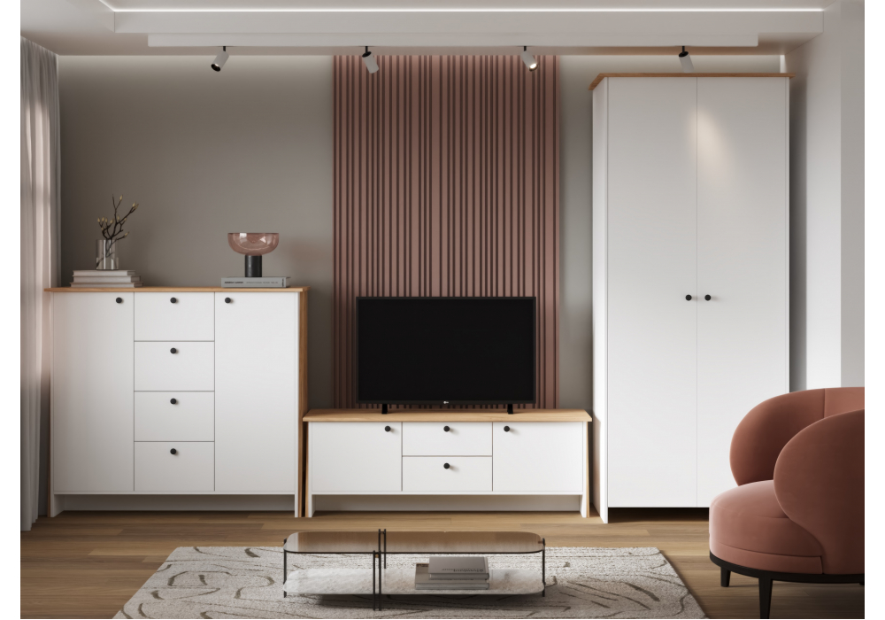 фото шкаф woodville теодора белый / крафт золотой 587582 | 220svet.ru