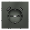 Миниатюра фото розетка встраиваемая с заземлением и защитными шторками, 16а, с usb, a+с voltum s70 vls040506 (титан) | 220svet.ru