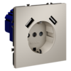 Миниатюра фото розетка встраиваемая с заземлением и защитными шторками, 16а, с usb, a+a voltum s70 vls040403 (кашемир) | 220svet.ru