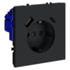 Миниатюра фото розетка встраиваемая с заземлением и защитными шторками, 16а, с usb, a+с voltum s70 vls040507 (графит) | 220svet.ru